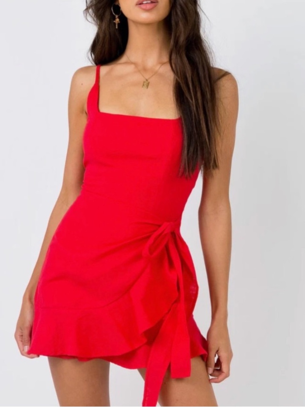 Princess Polly Bright Red Mini Dress with Tie Detail